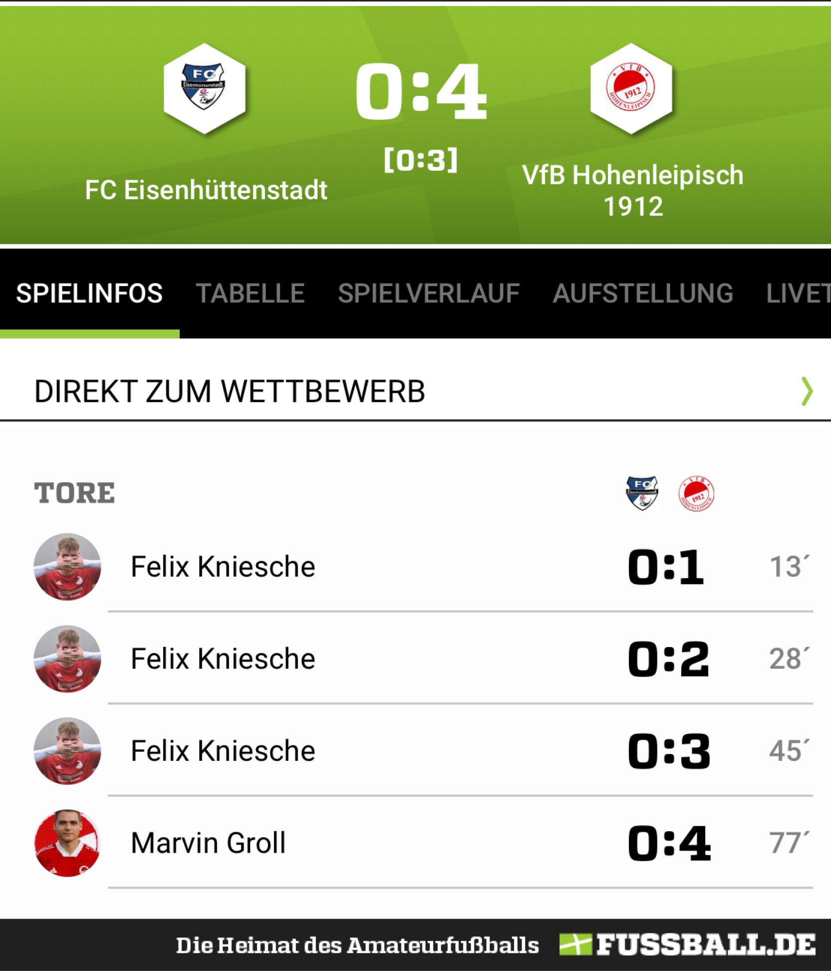 FC Eisenhüttenstadt - VfB Hohenleipisch 1912  0:4 (0:3)