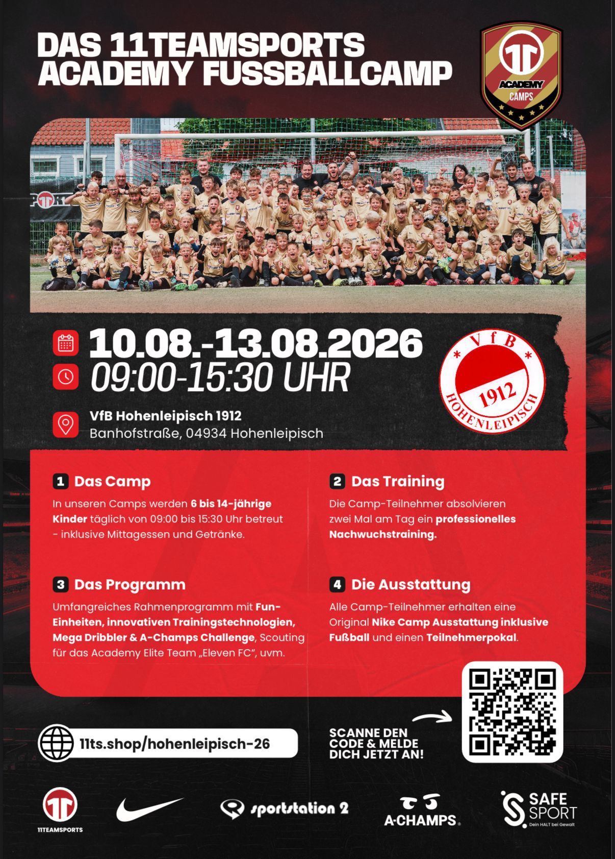 11Teamsports Fussballcamp 10. - 13.08.2026